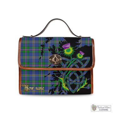 Lambert Tartan Waterproof Canvas Bag with Scotland Map and Thistle Celtic Accents