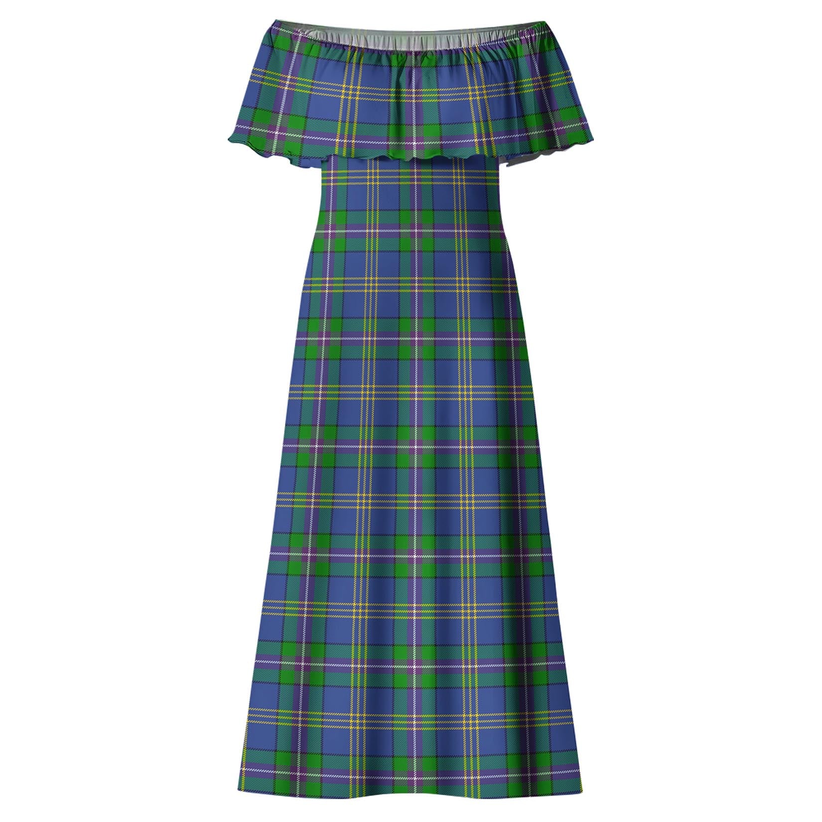 Lambert Tartan Off Shoulder Long Dress - Tartan Vibes Clothing