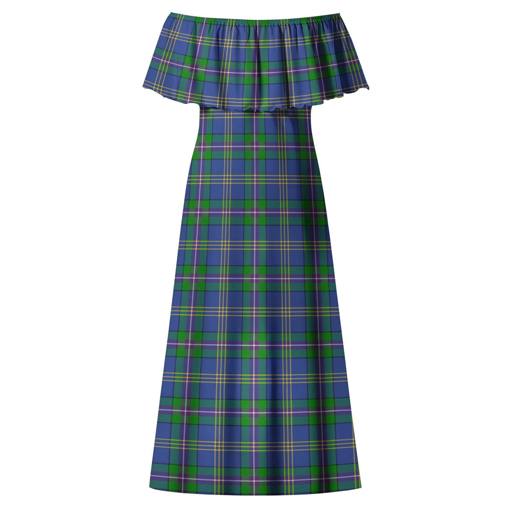 Lambert Tartan Off Shoulder Long Dress - Tartan Vibes Clothing