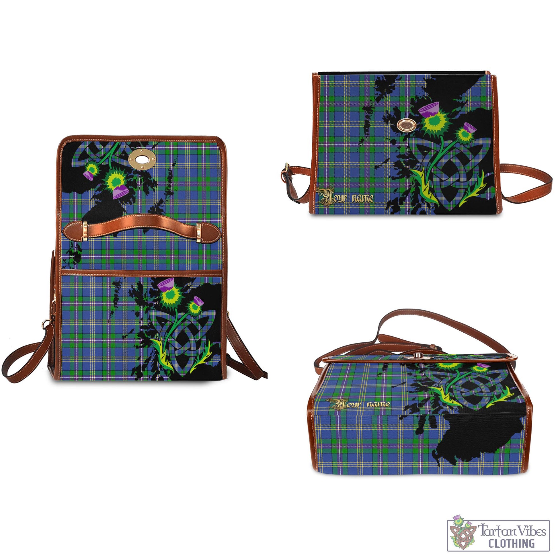 Tartan Vibes Clothing Lambert Tartan Waterproof Canvas Bag with Scotland Map and Thistle Celtic Accents