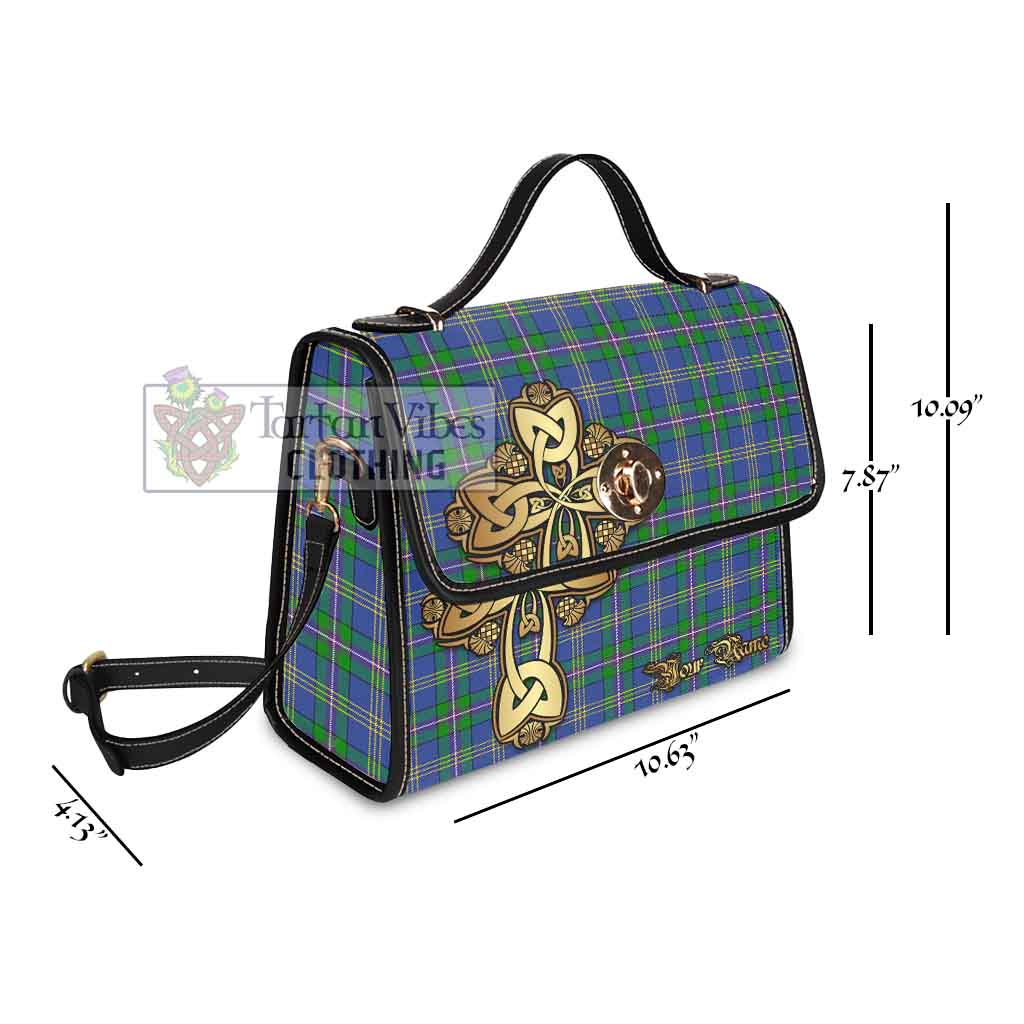 Tartan Vibes Clothing Lambert Tartan Waterproof Canvas Bag Golden Thistle Celtic Cross Style