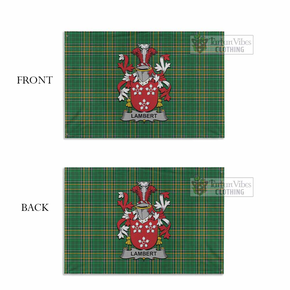 Tartan Vibes Clothing Lambert Irish Clan Tartan House Flag with Coat of Arms