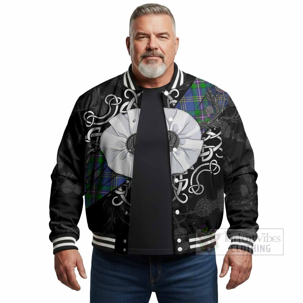 Lambert Tartan Baseball Jacket Jacobite White Rose - Tartan Vibes Clothing
