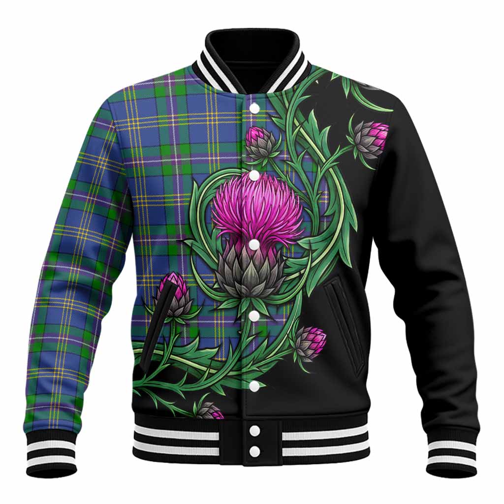 Lambert Tartan Baseball Jacket Resilient Scottish Thistle Unisex - Tartan Vibes Clothing