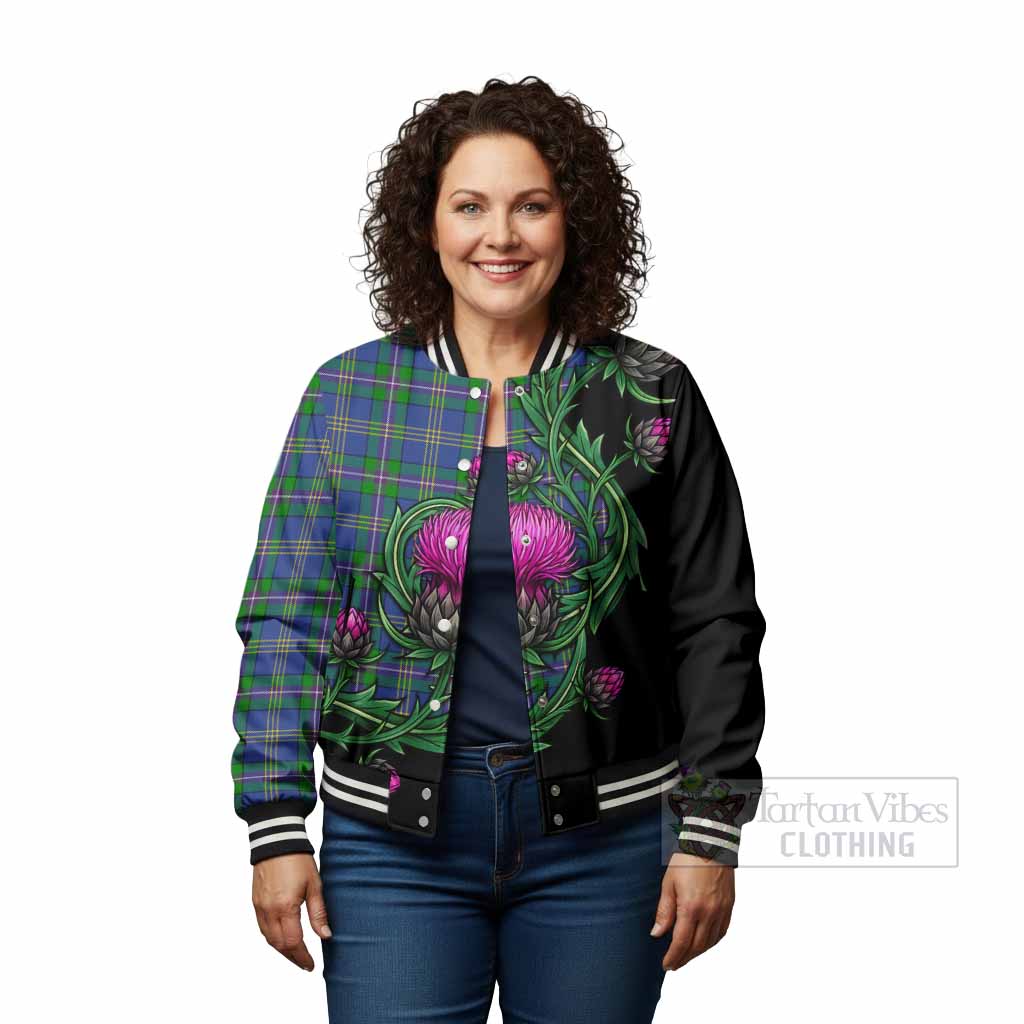 Lambert Tartan Baseball Jacket Resilient Scottish Thistle - Tartan Vibes Clothing
