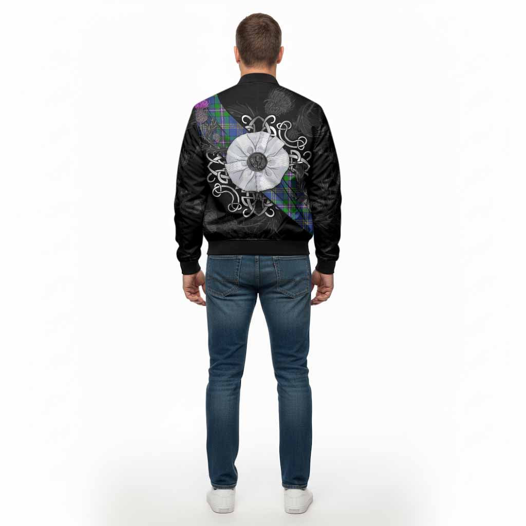 Lambert Tartan Bomber Jacket Jacobite White Rose - Tartan Vibes Clothing