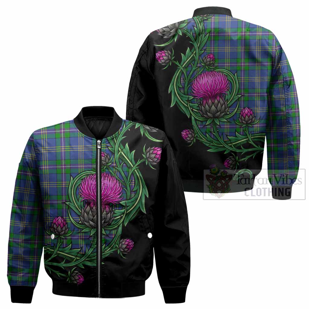 Lambert Tartan Bomber Jacket Resilient Scottish Thistle - Tartan Vibes Clothing