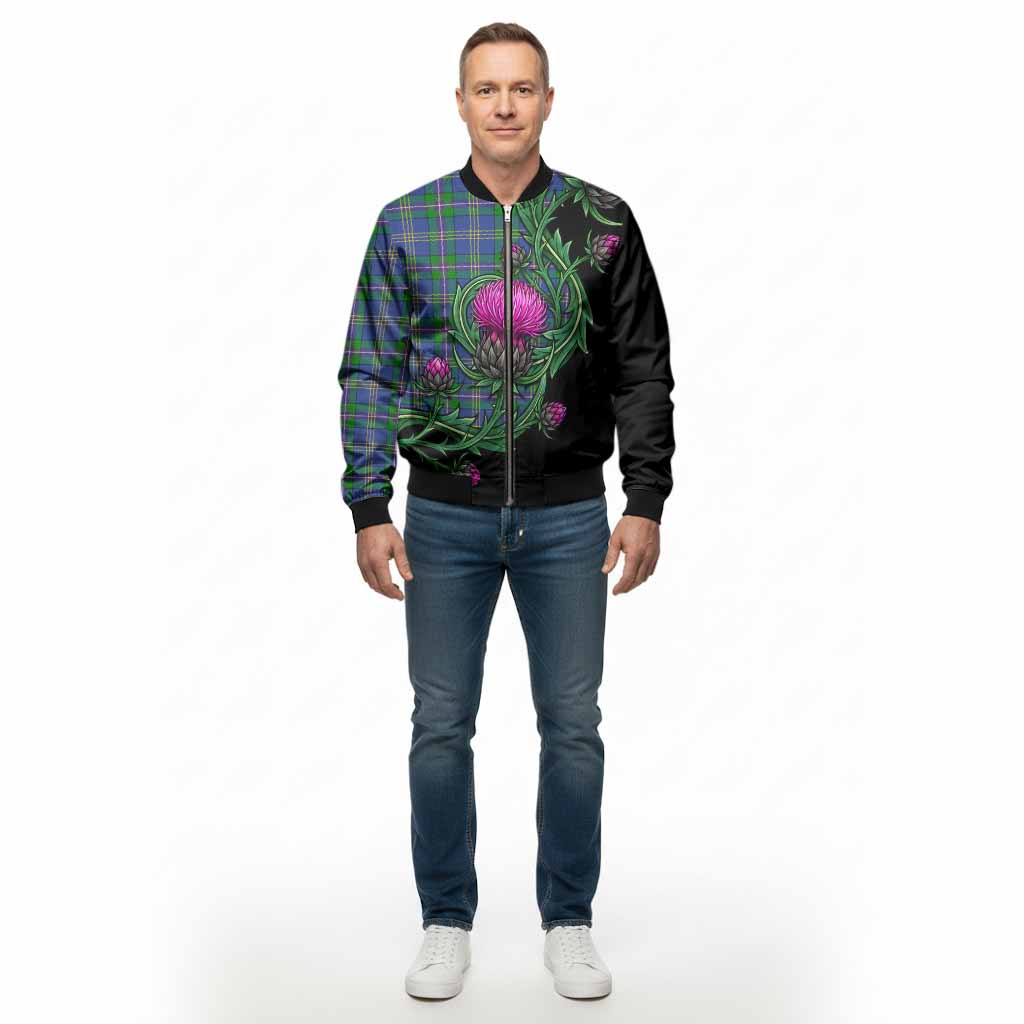 Lambert Tartan Bomber Jacket Resilient Scottish Thistle - Tartan Vibes Clothing