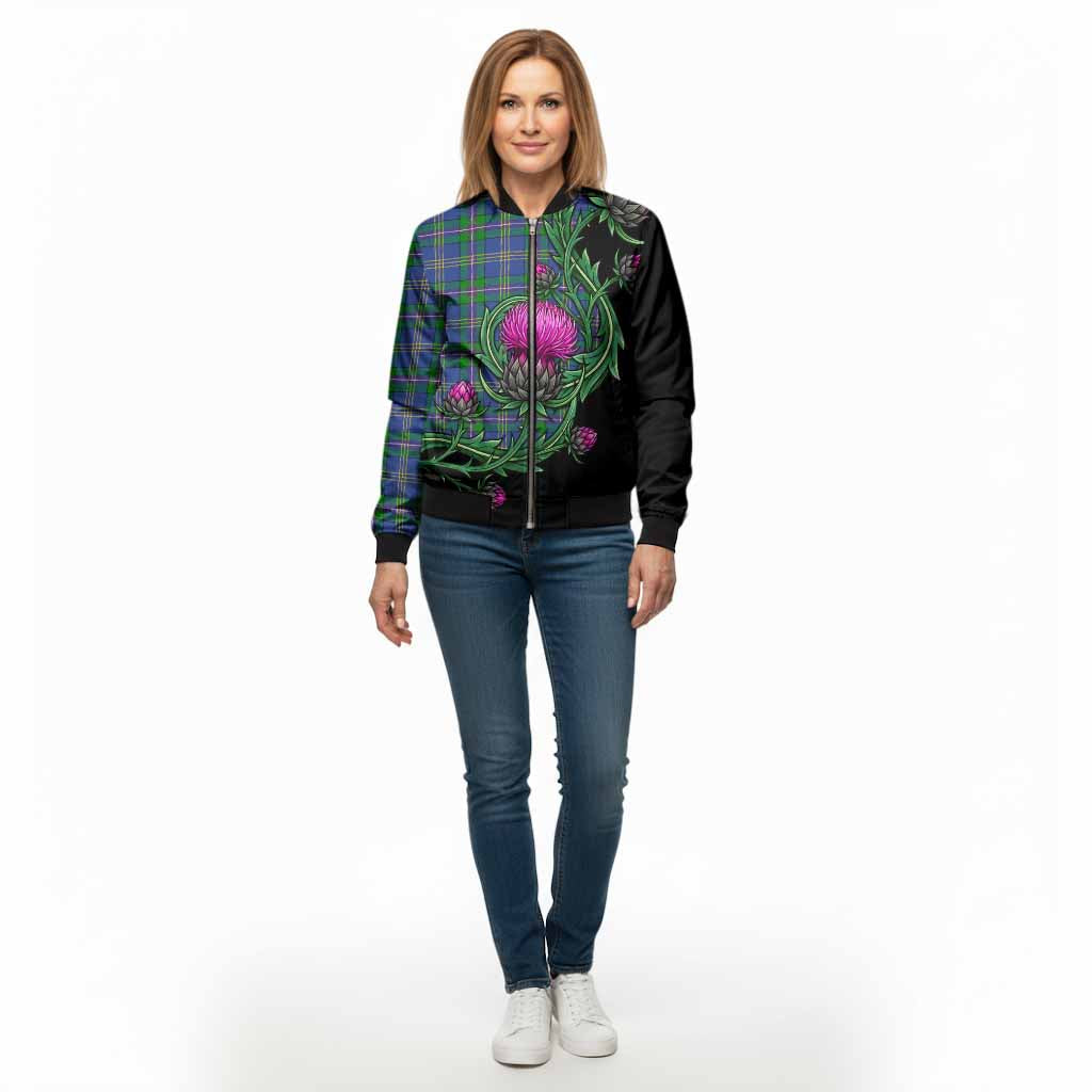 Lambert Tartan Bomber Jacket Resilient Scottish Thistle - Tartan Vibes Clothing