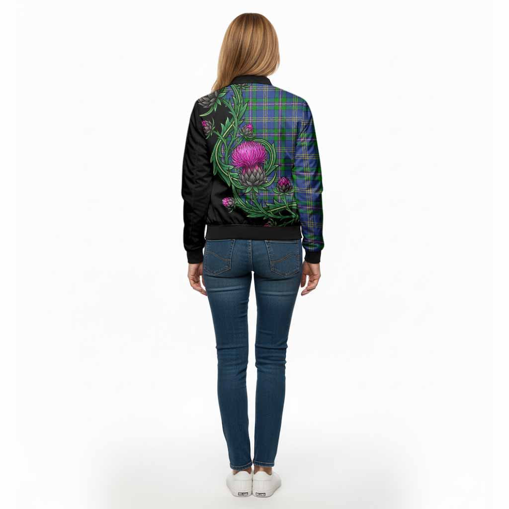 Lambert Tartan Bomber Jacket Resilient Scottish Thistle - Tartan Vibes Clothing