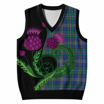 Lambert Tartan Knitted V-Neck Vest Traditional Scottish Thistle