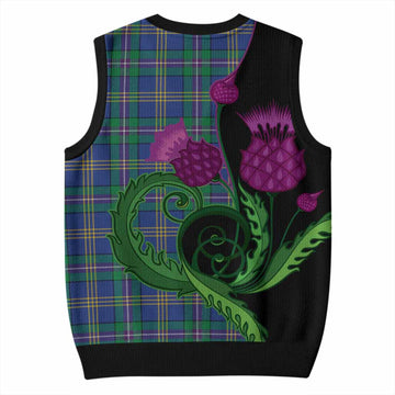 Lambert Tartan Knitted V-Neck Vest Traditional Scottish Thistle