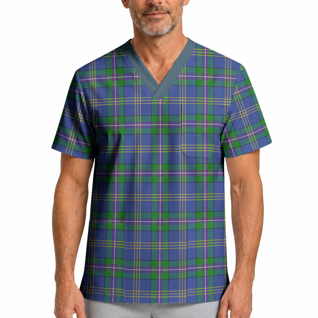 Lambert Tartan Scrub Top XL - Tartan Vibes Clothing