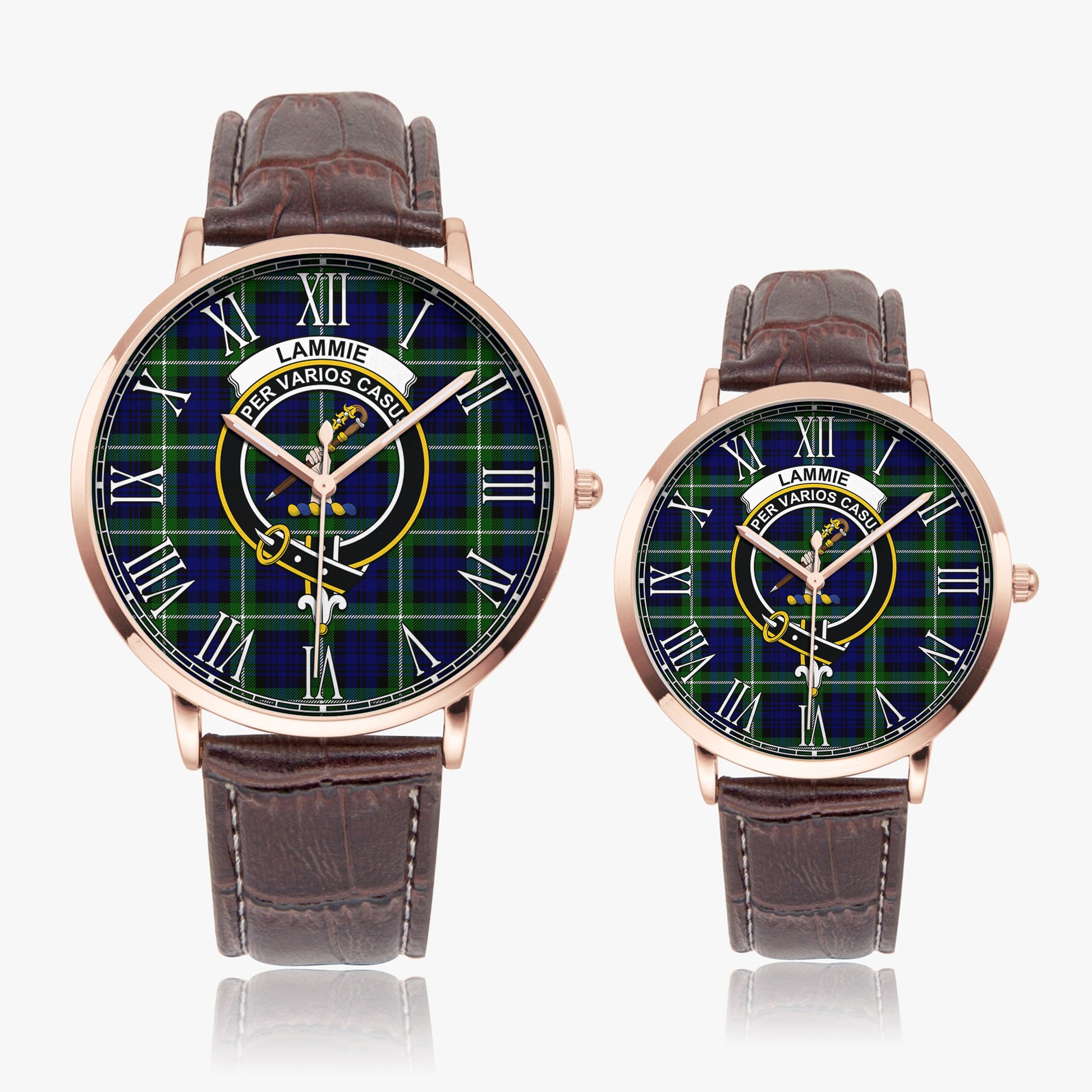 Lammie Tartan Family Crest Leather Strap Quartz Watch - Tartan Vibes Clothing