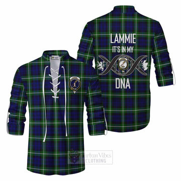 Lammie Tartan Ghillie Kilt Shirt with Family Crest DNA In Me Style Men - Tartan Vibes Clothing