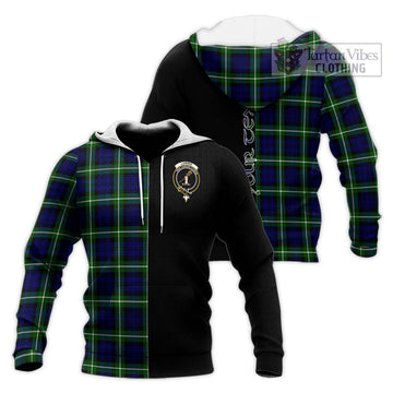 Lammie Tartan Knitted Hoodie with Family Crest and Half Of Me Style Unisex Knitted Pullover Hoodie - Tartan Vibes Clothing
