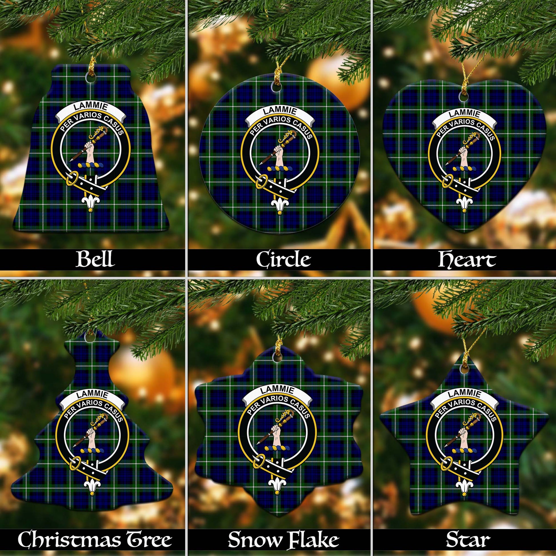 Lammie Tartan Christmas Ceramic Ornaments with Family Crest Ceramic - Tartan Vibes Clothing