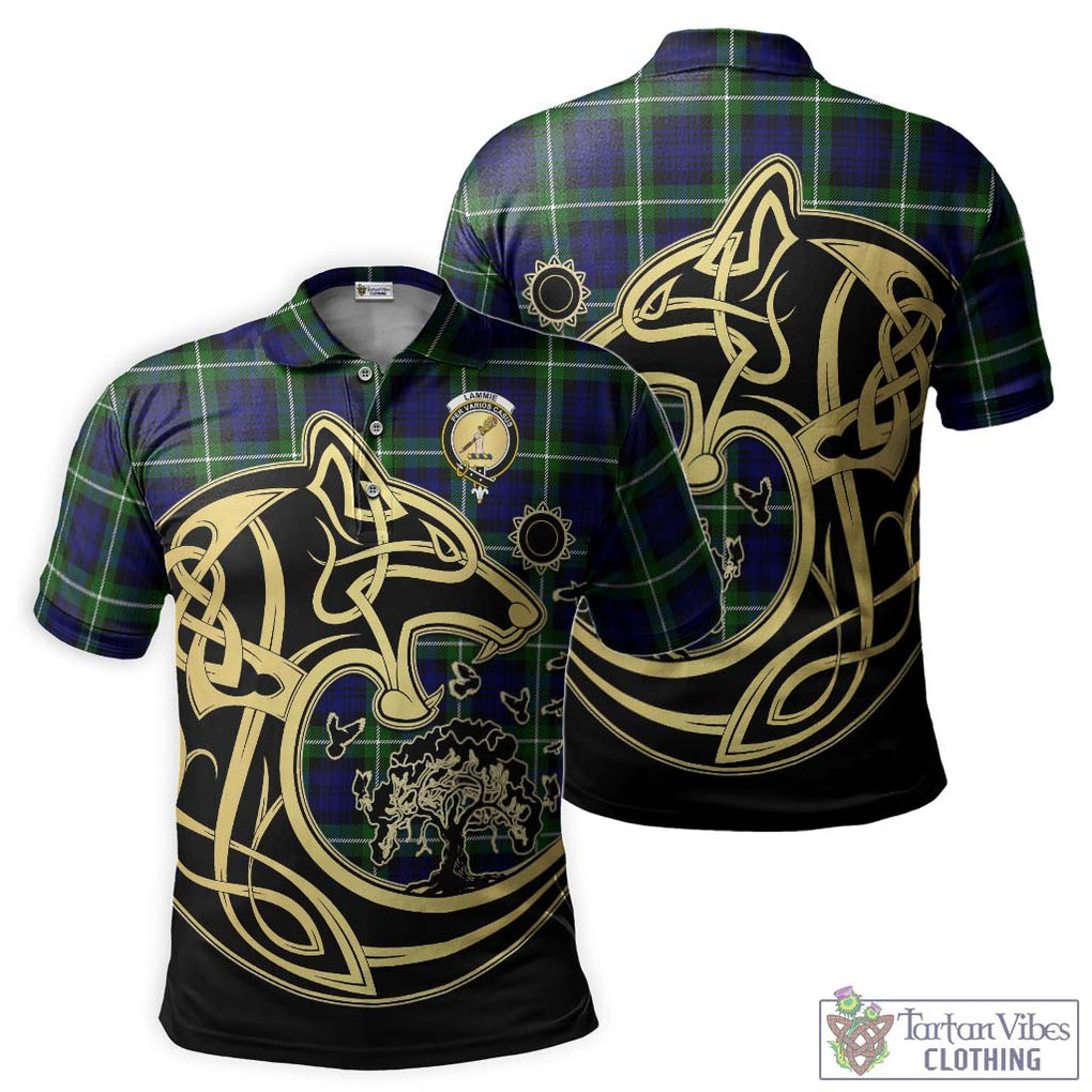 Lammie Tartan Polo Shirt with Family Crest Celtic Wolf Style Kid - Tartan Vibes Clothing