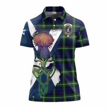 Tartan Vibes Clothing Lammie Tartan Family Crest Women's Polo Shirt Scottish Thistle Celtic Inspired
