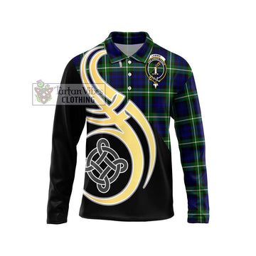 Lammie Tartan Long Sleeve Polo Shirt with Family Crest and Celtic Symbol Style Unisex - Tartan Vibes Clothing