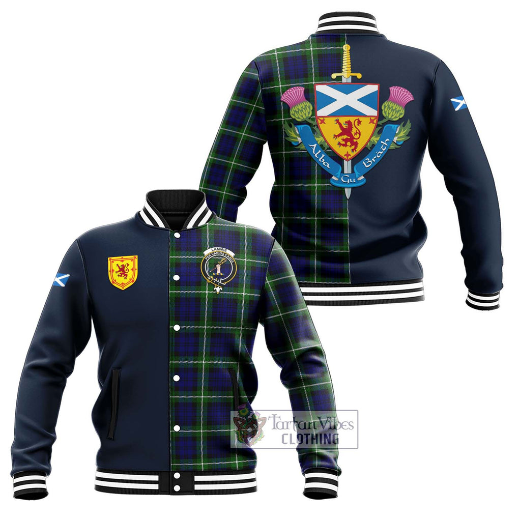 Lammie Tartan Baseball Jacket Alba with Scottish Lion Royal Arm Half Style Unisex - Tartan Vibes Clothing