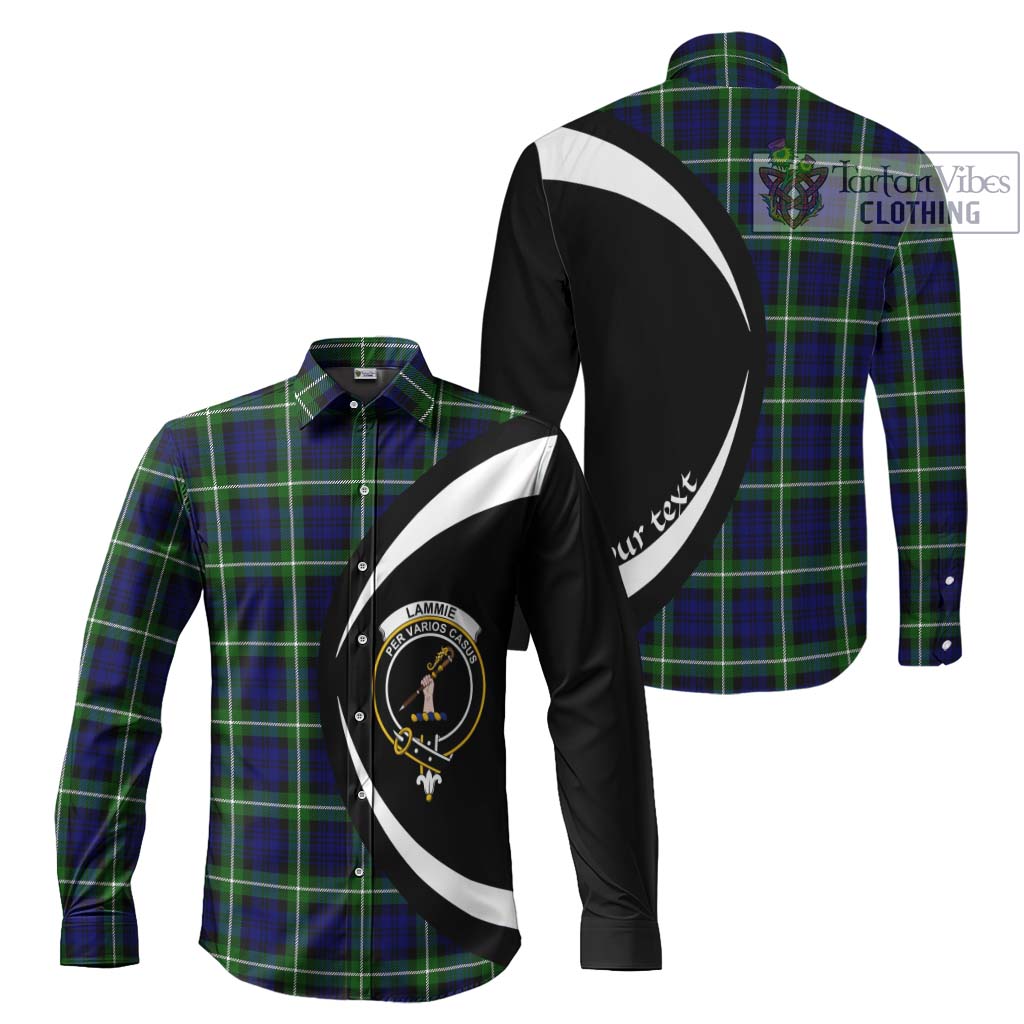 Lammie Tartan Long Sleeve Button Up with Family Crest Circle Style Men's Shirt S - Tartan Vibes Clothing