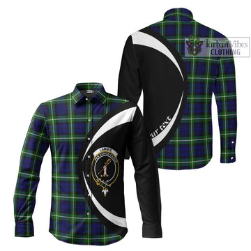 Lammie Tartan Long Sleeve Button Up with Family Crest Circle Style Men's Shirt S - Tartan Vibes Clothing