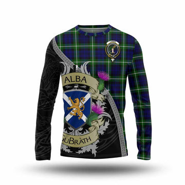 Lammie Tartan Family Crest Long Sleeve T-Shirt Lion Rampant Royal Thistle Shield Celtic Inspired Unisex - Tartan Vibes Clothing