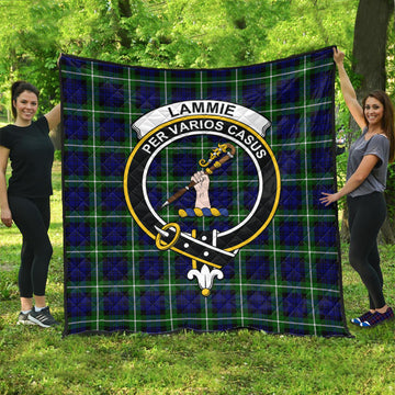 Lammie Tartan Quilt with Family Crest Super King Quilt 91" x 110" - Tartan Vibes Clothing