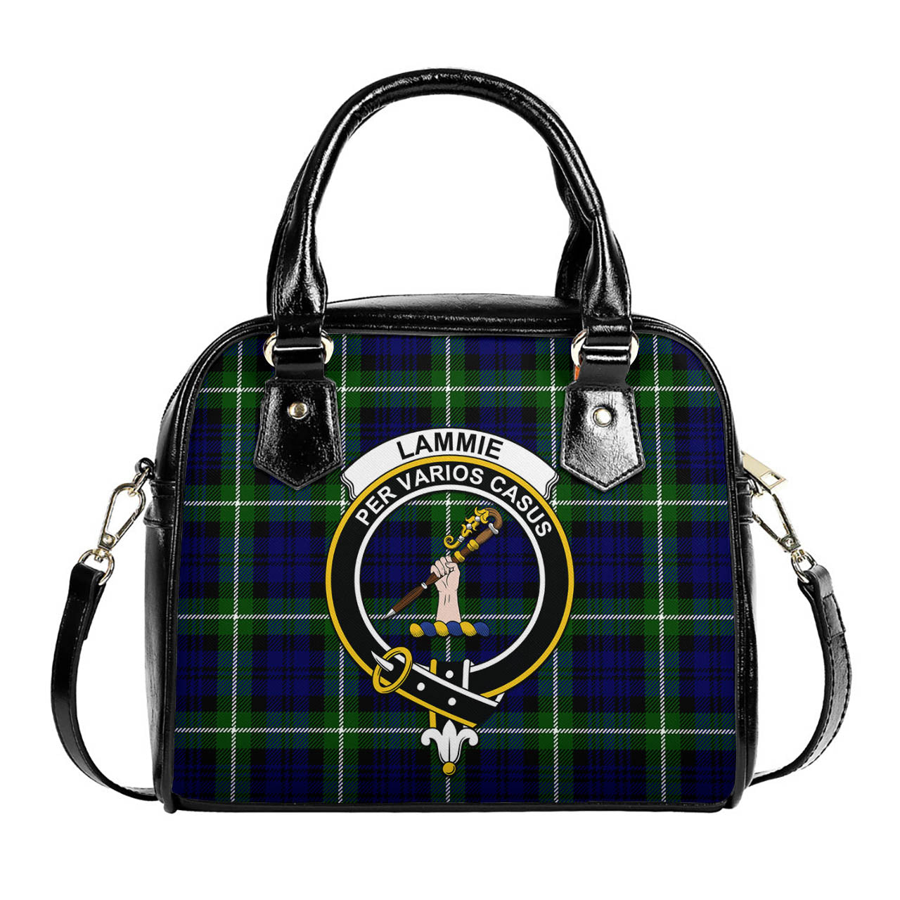 Lammie Tartan Shoulder Handbags with Family Crest One Size 9*21*24 cm (3.54*8.27*9.45 inches) - Tartan Vibes Clothing