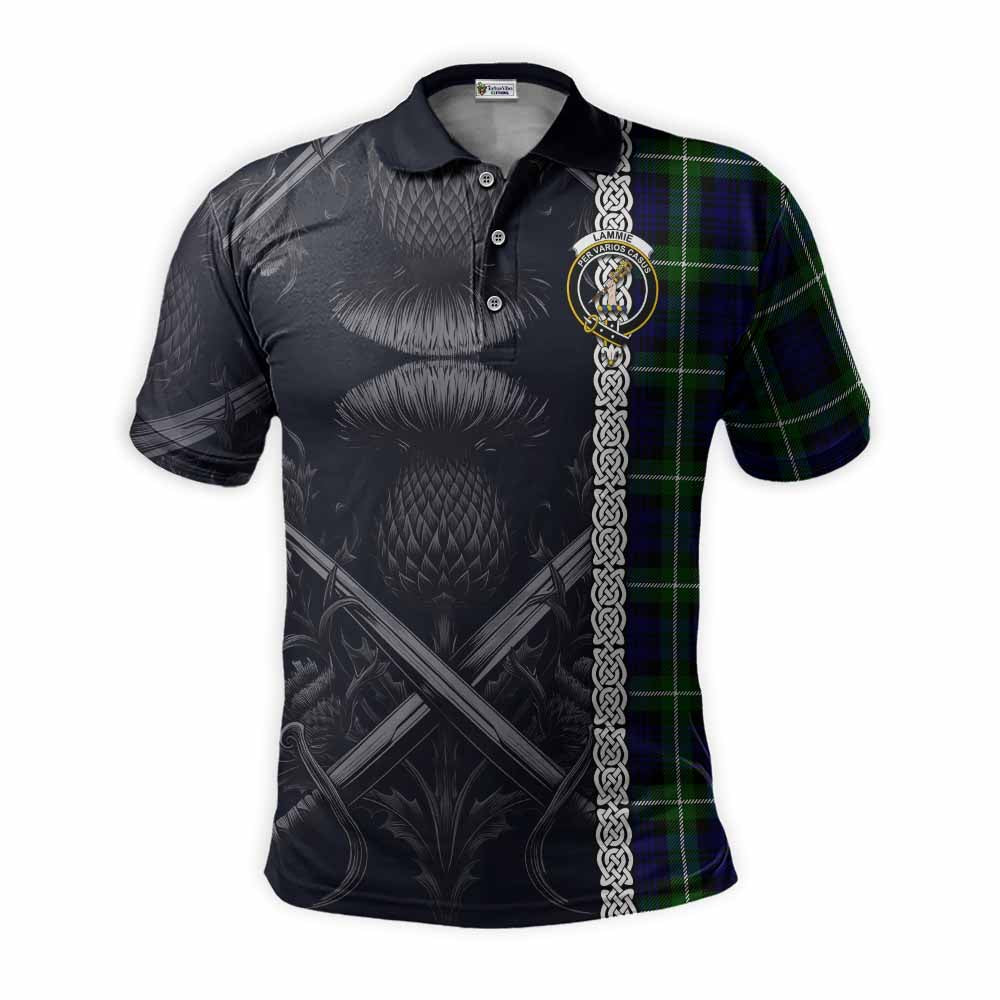 Lammie Tartan Polo Shirt with Family Crest Cross Sword Thistle Celtic Vibes Kid - Tartan Vibes Clothing