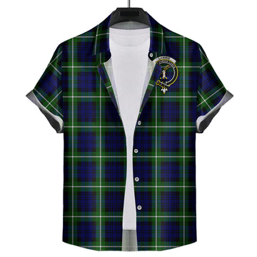Lammie Tartan Short Sleeve Button Down Shirt with Family Crest