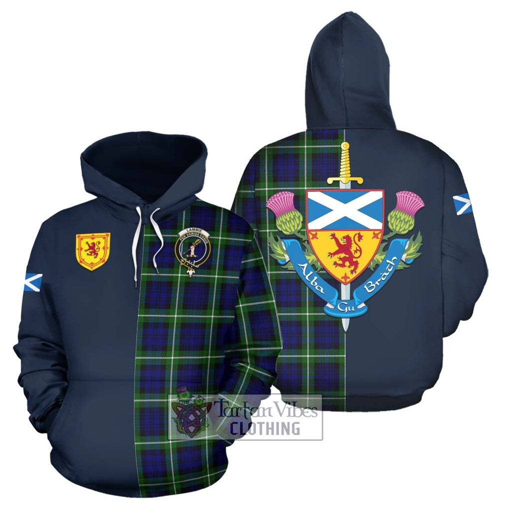 Lammie Tartan Hoodie Alba with Scottish Lion Royal Arm Half Style Zip Hoodie - Tartan Vibes Clothing