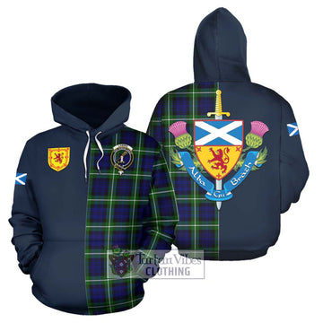 Lammie Tartan Hoodie Alba with Scottish Lion Royal Arm Half Style Zip Hoodie - Tartan Vibes Clothing