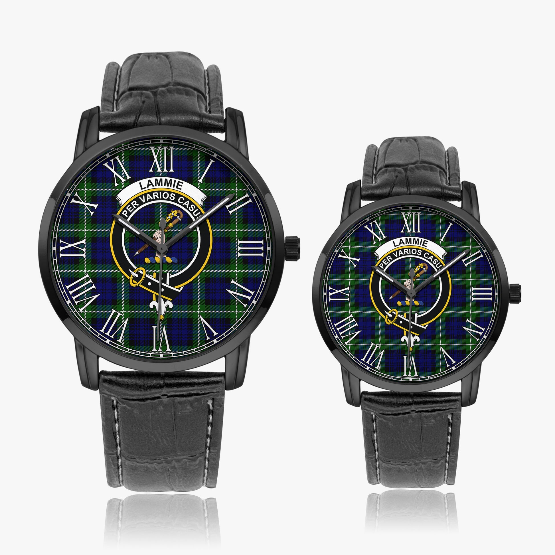 Lammie Tartan Family Crest Leather Strap Quartz Watch Wide Type - Tartan Vibes Clothing