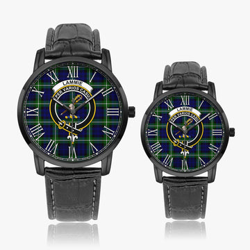 Lammie Tartan Family Crest Leather Strap Quartz Watch Wide Type - Tartan Vibes Clothing