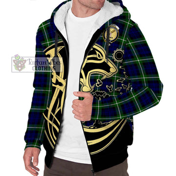 Lammie Tartan Sherpa Hoodie with Family Crest Celtic Wolf Style Unisex S - Tartan Vibes Clothing