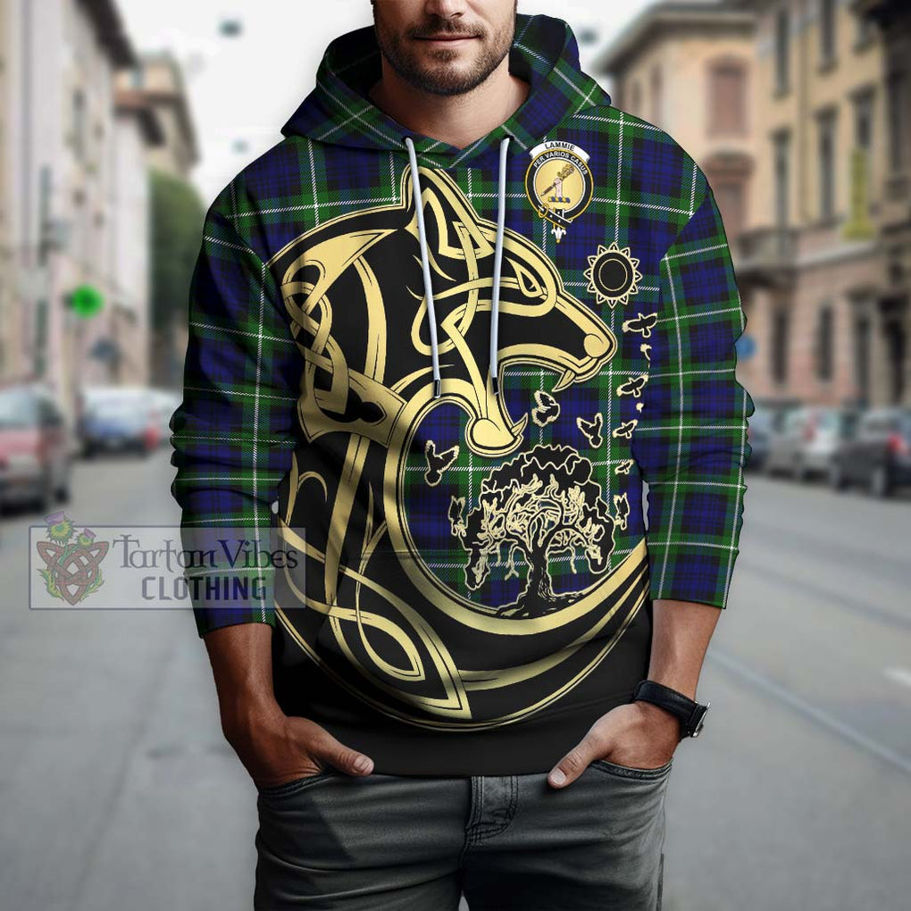 Lammie Tartan Hoodie with Family Crest Celtic Wolf Style Zip Hoodie - Tartan Vibes Clothing