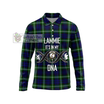 Lammie Tartan Long Sleeve Polo Shirt with Family Crest DNA In Me Style Unisex - Tartan Vibes Clothing