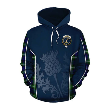 Tartan Vibes Clothing Lammie Tartan Cotton Hoodie with Family Crest and Scottish Thistle Vibes Sport Style