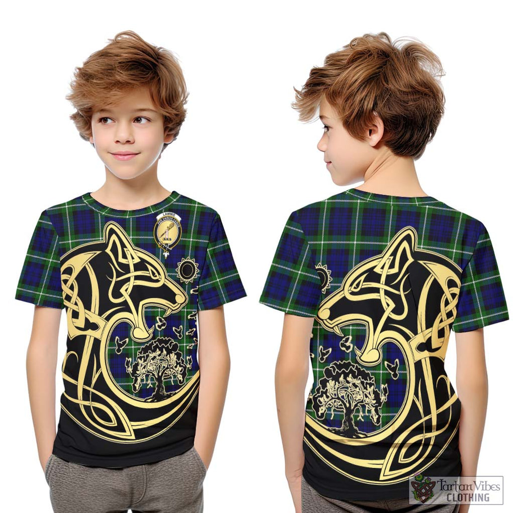 Lammie Tartan Kid T-Shirt with Family Crest Celtic Wolf Style Youth XL Size14 - Tartan Vibes Clothing