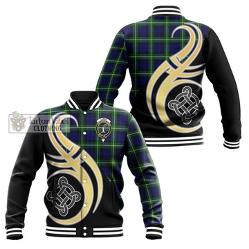 Lammie Tartan Baseball Jacket with Family Crest and Celtic Symbol Style Unisex - Tartan Vibes Clothing