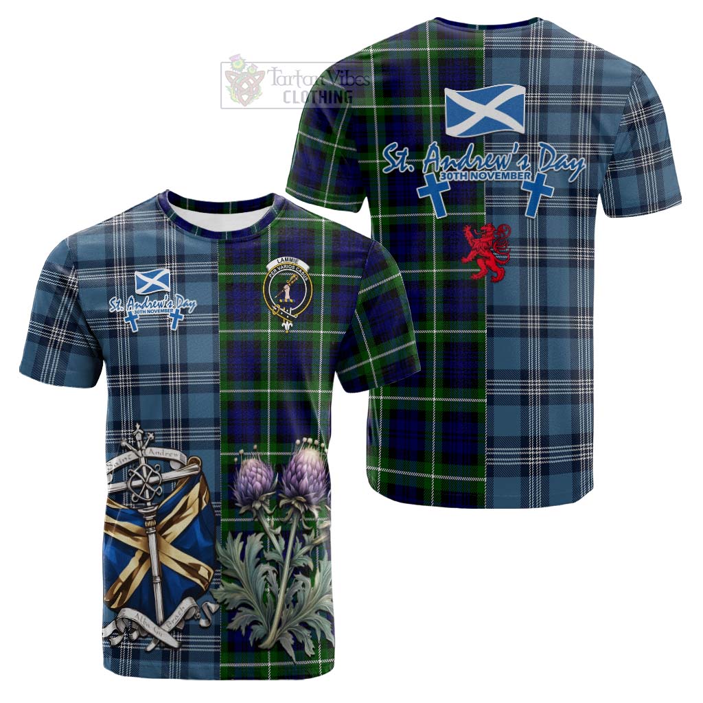 Lammie Tartan Cotton T-shirt Happy St. Andrew's Day Half Tartan Style Kid's Shirt - Tartan Vibes Clothing