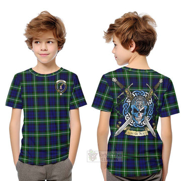 Lammie Tartan Kid T-Shirt with Family Crest Celtic Skull Style Youth XL Size14 - Tartan Vibes Clothing
