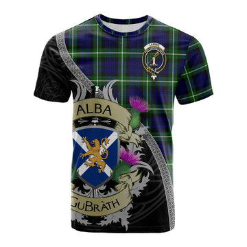 Tartan Vibes Clothing Lammie Tartan Family Crest Cotton T-shirt Lion Rampant Royal Thistle Shield Celtic Inspired