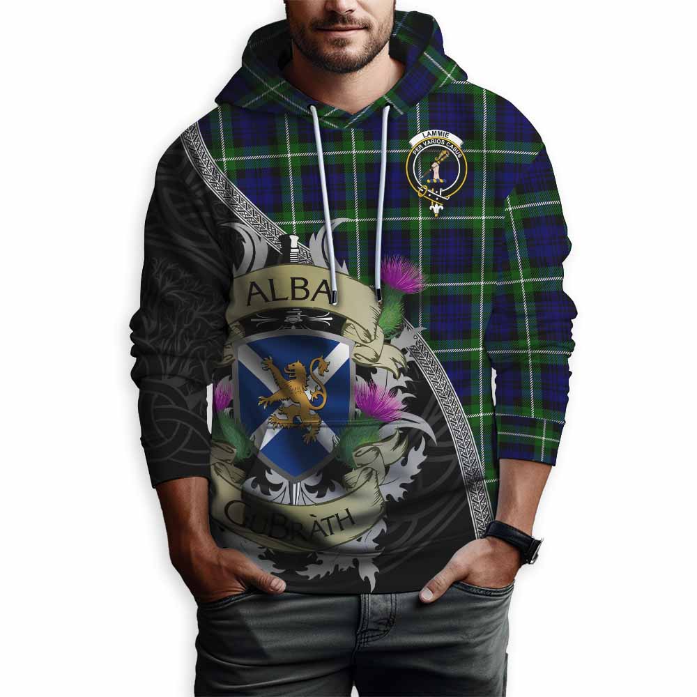 Lammie Tartan Family Crest Hoodie Lion Rampant Royal Thistle Shield Celtic Inspired Pullover Hoodie - Tartan Vibes Clothing