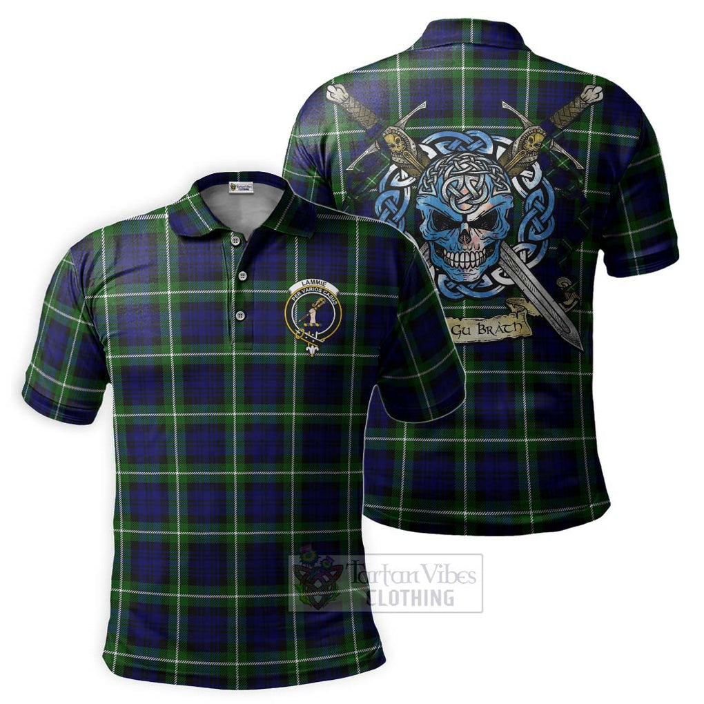 Lammie Tartan Polo Shirt with Family Crest Celtic Skull Style Kid - Tartan Vibes Clothing