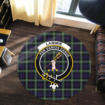 Lammie Tartan Round Rug with Family Crest Premium Round Rug - Tartan Vibes Clothing