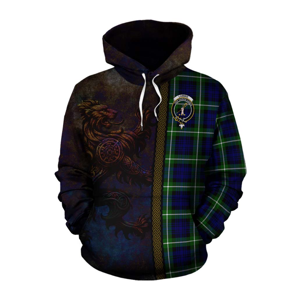 Tartan Vibes Clothing Lammie Tartan Family Crest Cotton Hoodie Alba Gu Brath Be Brave Lion Ancient Style