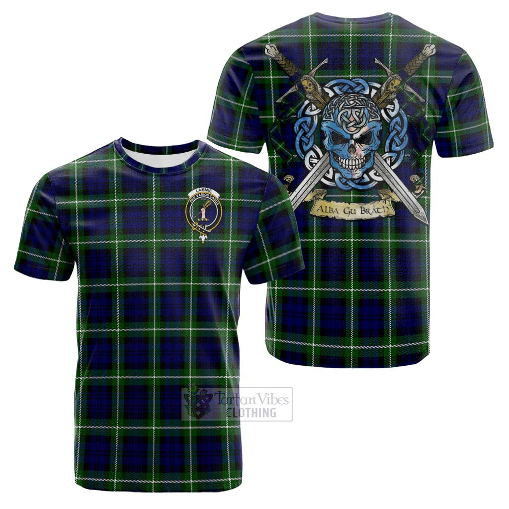 Lammie Tartan Cotton T-shirt with Family Crest Celtic Skull Style Kid's Shirt - Tartan Vibes Clothing